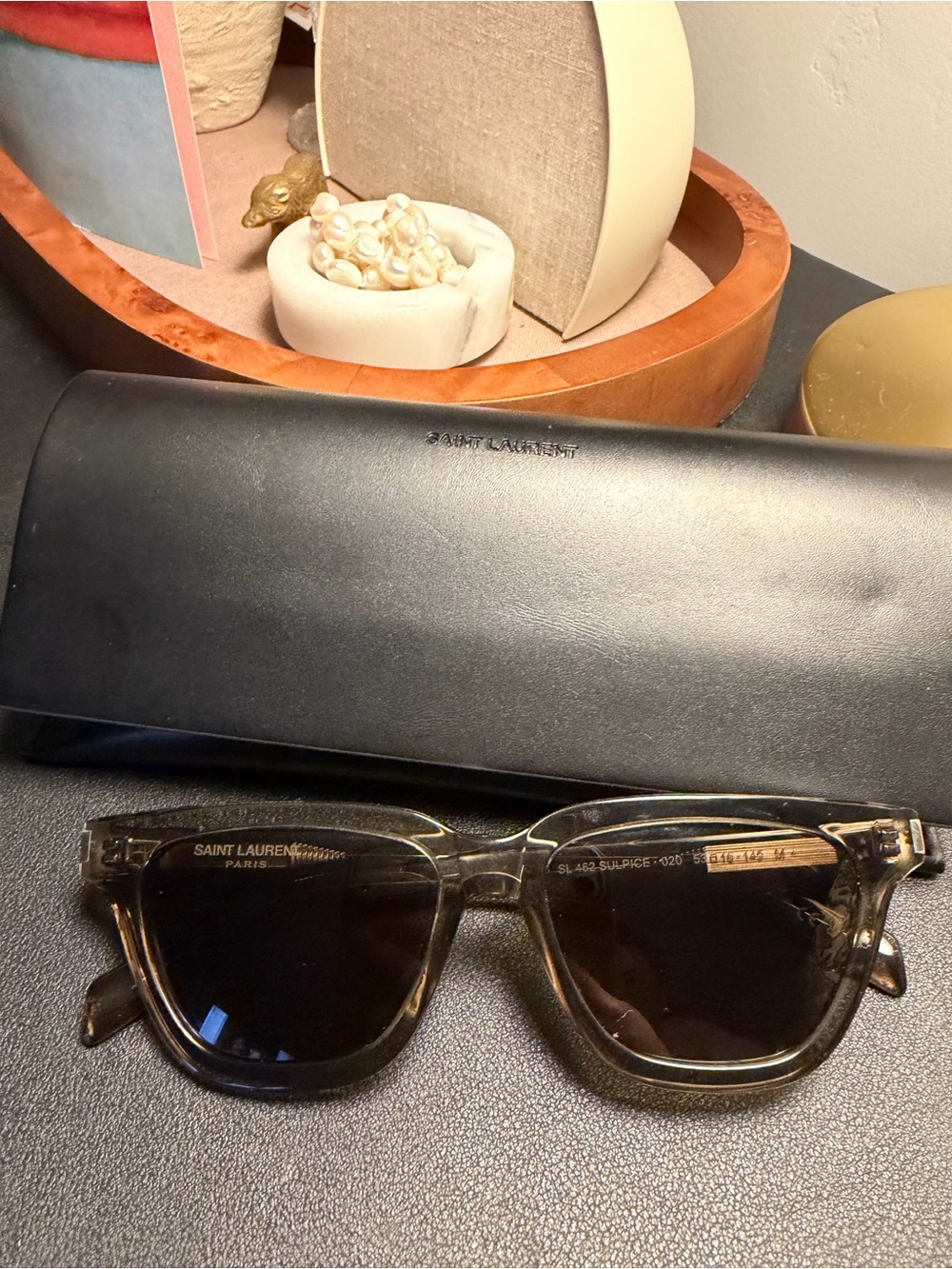 Saint Laurent Transparent Smoky Brown Sunglasses with Dark Lenses